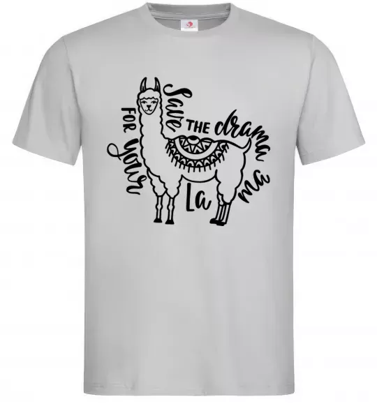 Чоловіча футболка Save the drama for your lama black Сірий фото