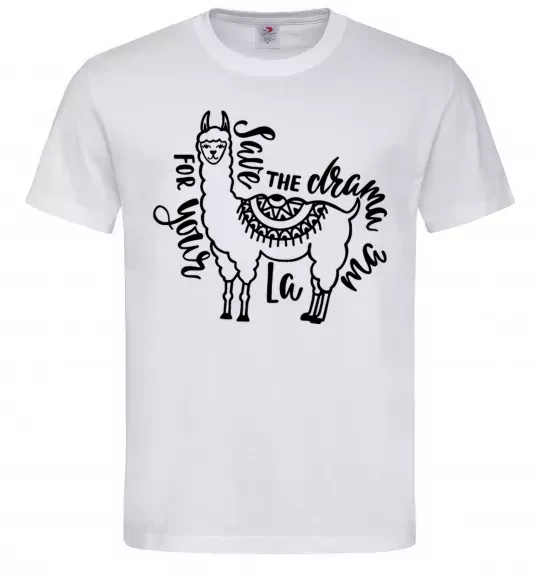 Чоловіча футболка Save the drama for your lama black Білий фото