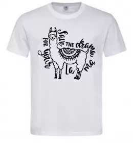 Мужская футболка Save the drama for your lama black Белый фото