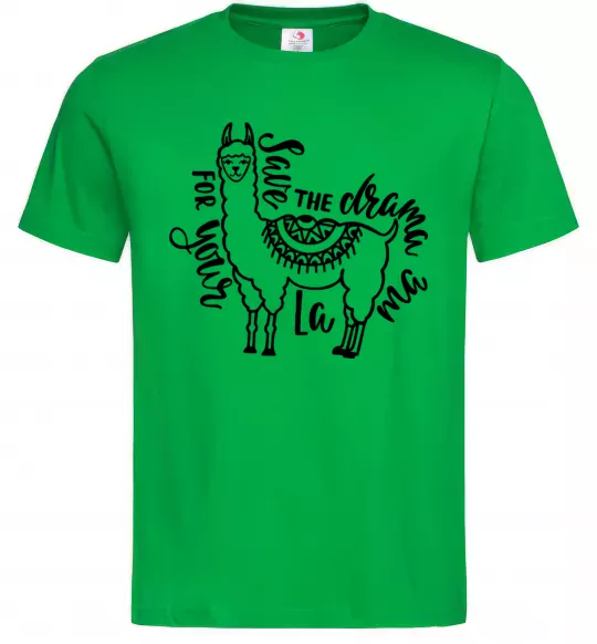 Чоловіча футболка Save the drama for your lama black Зелений фото