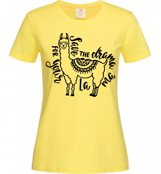 Женская футболка Save the drama for your lama black Лимонный фото