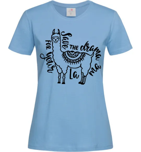 Женская футболка Save the drama for your lama black Голубой фото