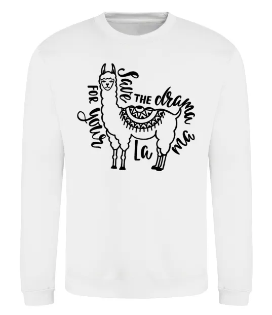 Світшот Save the drama for your lama black Білий фото