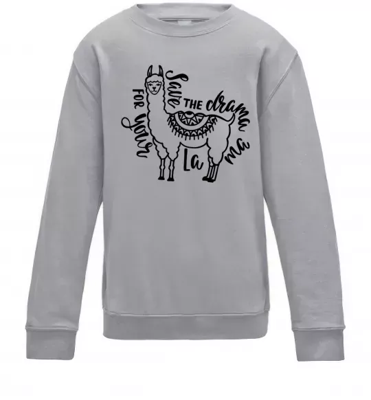 Дитячий світшот Save the drama for your lama black Сірий меланж фото