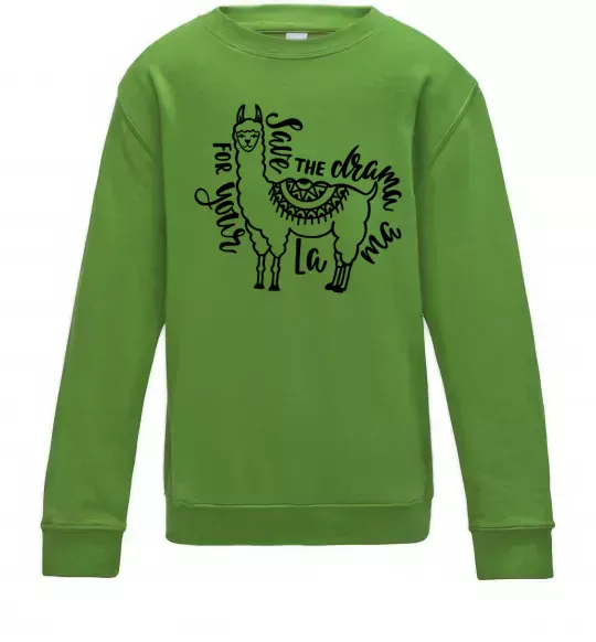 Дитячий світшот Save the drama for your lama black Лаймовий фото