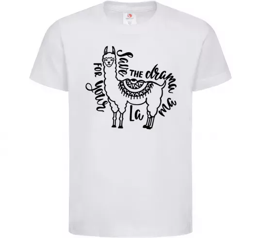 Дитяча футболка Save the drama for your lama black Білий фото