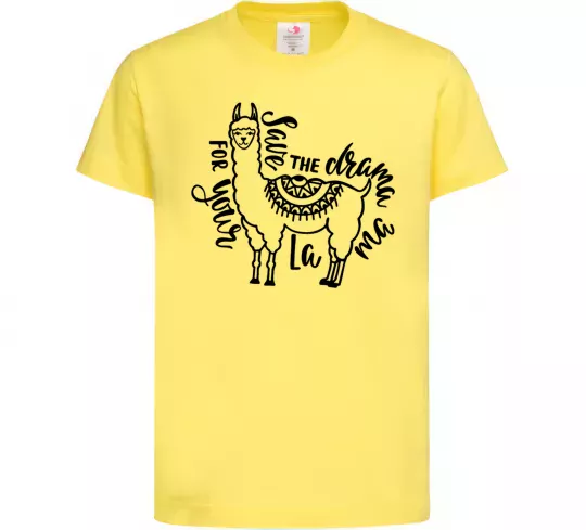 Дитяча футболка Save the drama for your lama black Лимонний фото