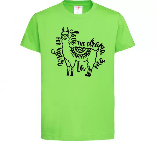 Дитяча футболка Save the drama for your lama black Лаймовий фото