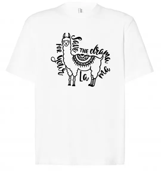 Футболка Оверсайз Save the drama for your lama black Белый фото