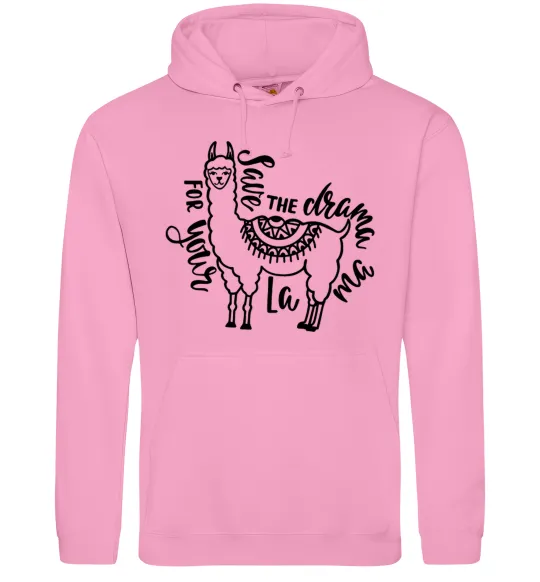 Мужская толстовка (худи) Save the drama for your lama black Розовый фото