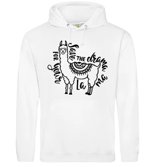 Чоловіча толстовка (худі) Save the drama for your lama black Білий фото