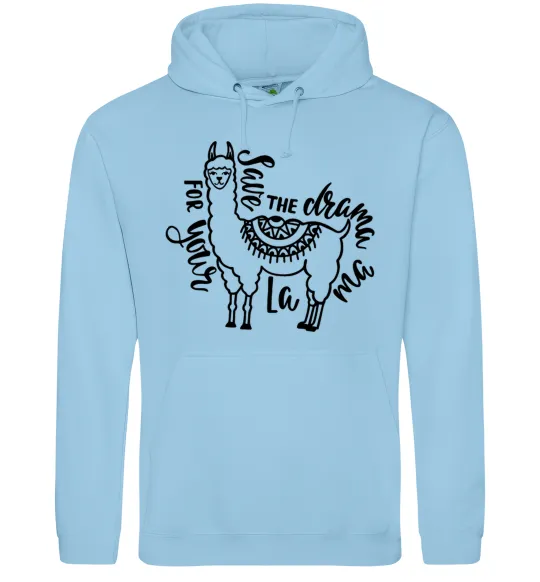 Мужская толстовка (худи) Save the drama for your lama black Голубой фото