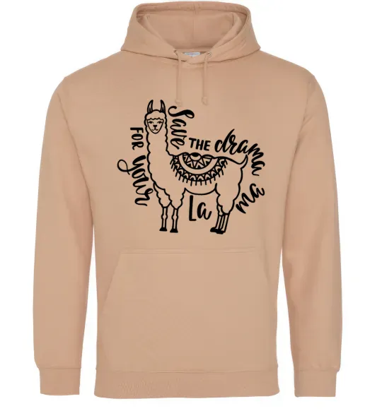 Женская толстовка (худи) Save the drama for your lama black Песочный фото