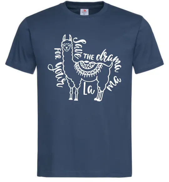 Чоловіча футболка Save the drama for your lama black Темно-синій фото