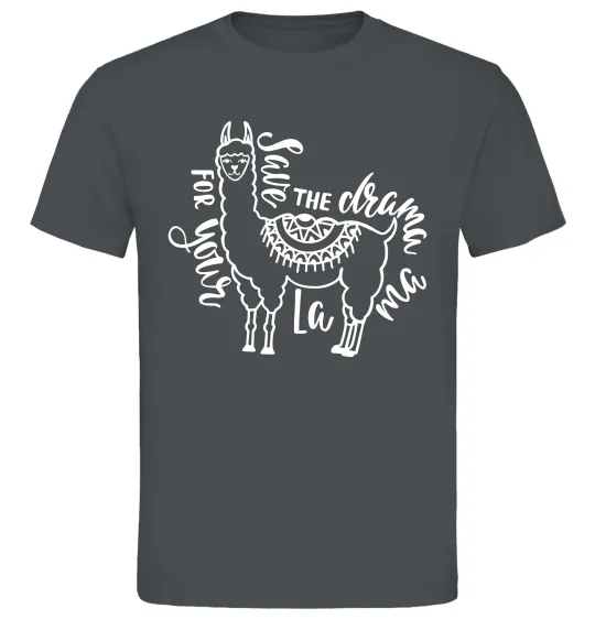 Чоловіча футболка Save the drama for your lama black Графіт фото