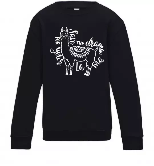 Дитячий світшот Save the drama for your lama black Чорний фото