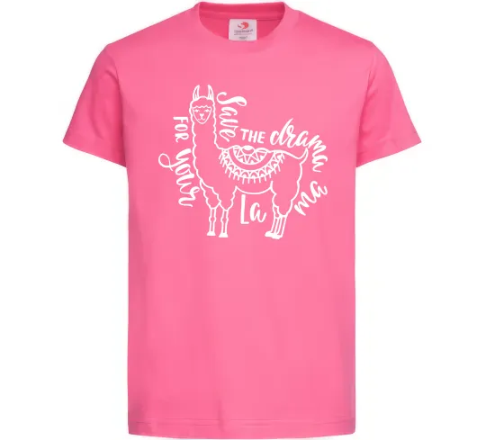 Дитяча футболка Save the drama for your lama black Яскраво-рожевий фото