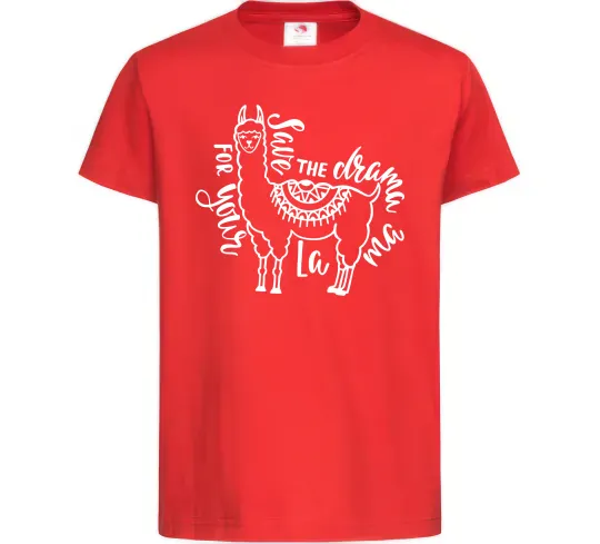 Дитяча футболка Save the drama for your lama black Червоний фото