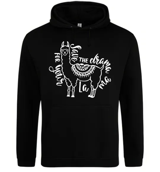 Чоловіча толстовка (худі) Save the drama for your lama black Чорний фото