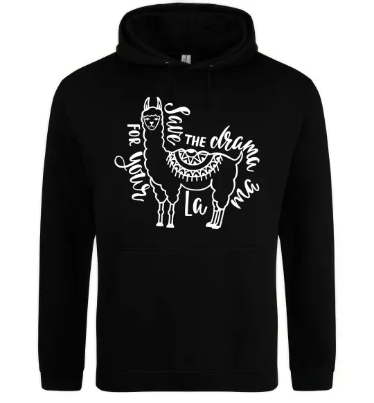 Женская толстовка (худи) Save the drama for your lama black Черный фото