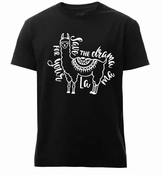 Мужская премиум футболка Save the drama for your lama black Черный фото