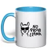 Чашка з кольоровою ручкою No probllama Блакитний фото