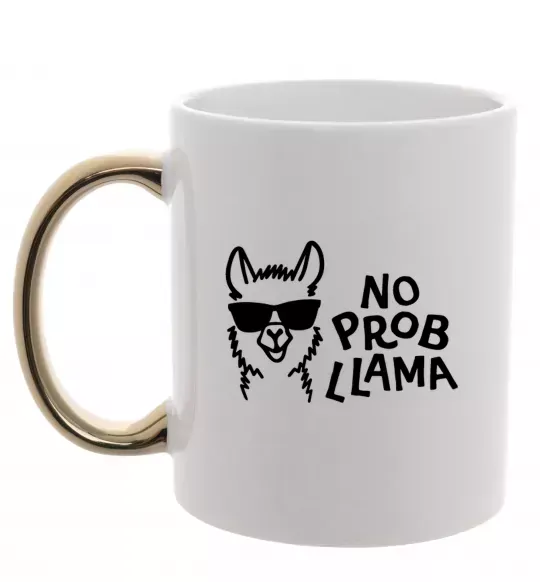 Чашка з кольоровою ручкою No probllama Золото фото