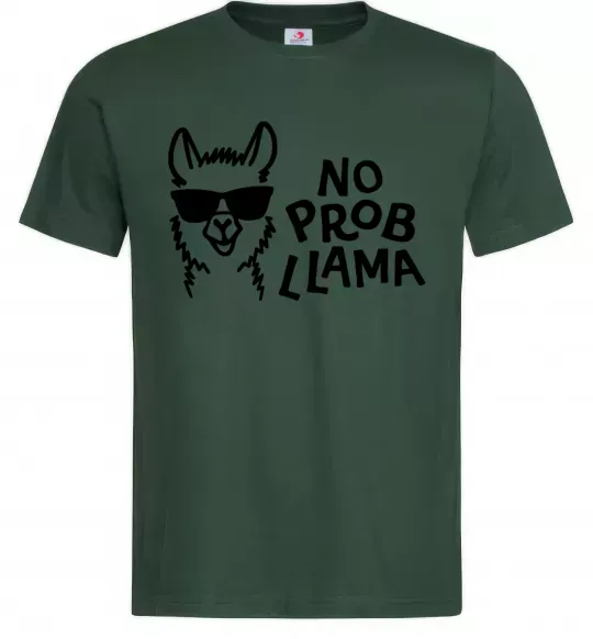 Мужская футболка No probllama Темно-зеленый фото