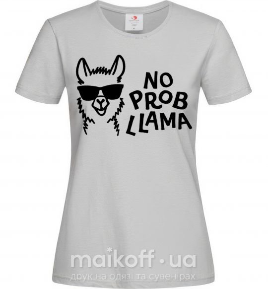 Женская футболка No probllama Серый фото