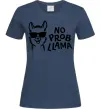 Жіноча футболка No probllama Темно-синій Жіноча футболка No probllama Темно-синій фото