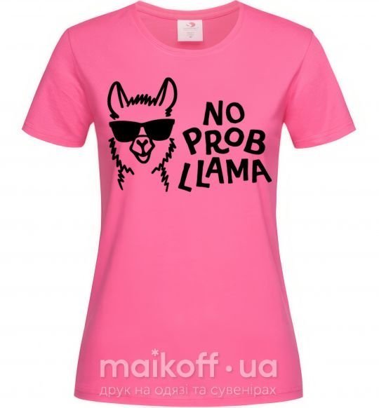 Жіноча футболка No probllama Яскраво-рожевий фото