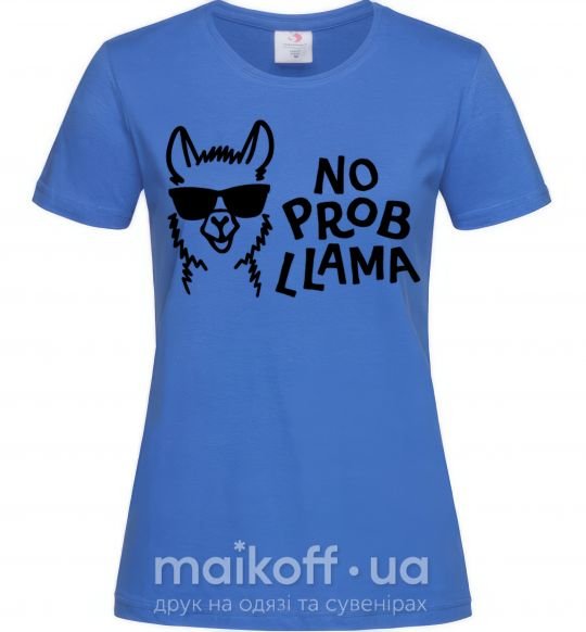 Женская футболка No probllama Ярко-синий фото