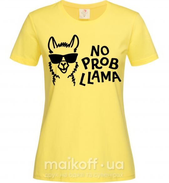 Женская футболка No probllama Лимонный фото