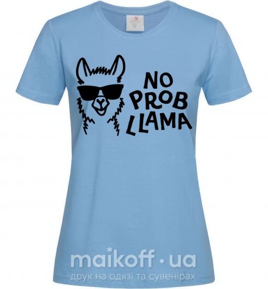 Жіноча футболка No probllama Блакитний фото