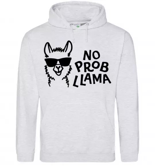 Чоловіча толстовка (худі) No probllama Сірий меланж фото