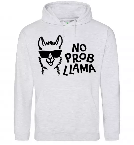 Женская толстовка (худи) No probllama Серый меланж фото