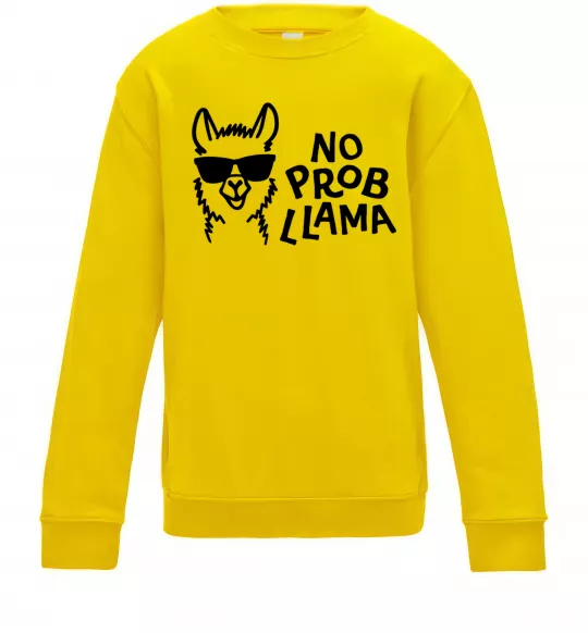 Дитячий світшот No probllama Сонячно жовтий фото