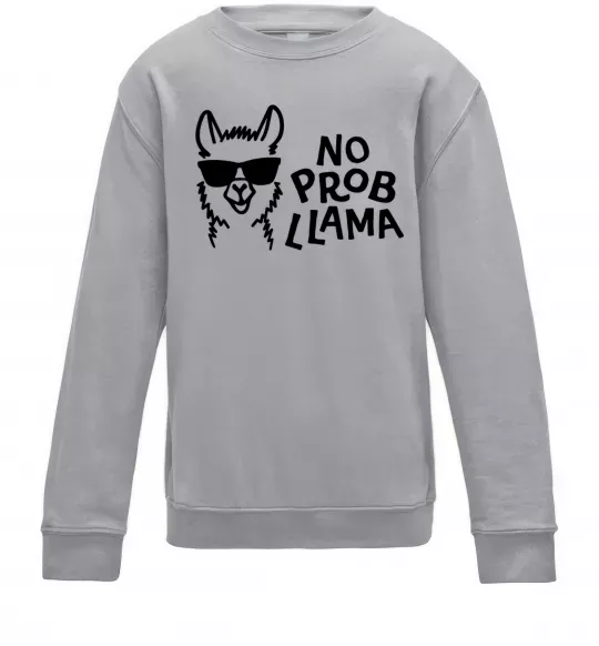 Дитячий світшот No probllama Сірий меланж фото