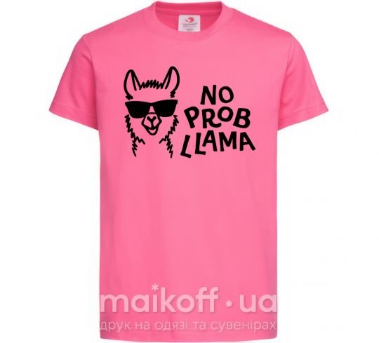 Дитяча футболка No probllama Яскраво-рожевий фото
