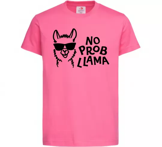 Детская футболка No probllama Ярко-розовый фото