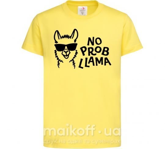 Детская футболка No probllama Лимонный фото