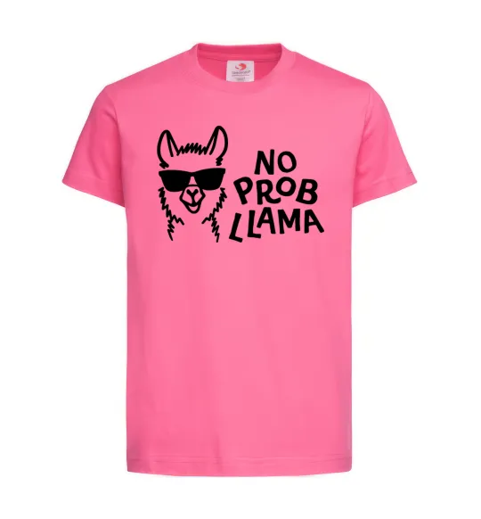 Детская футболка No probllama Ярко-розовый фото