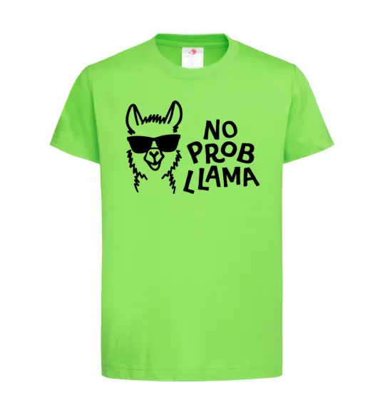Детская футболка No probllama Лаймовый фото