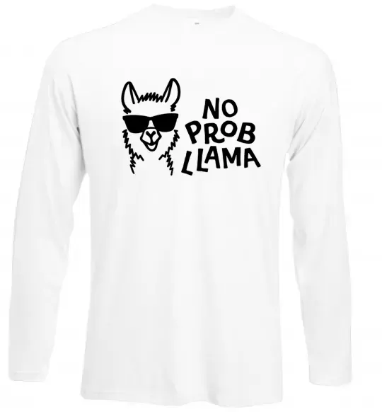 Лонгслив No probllama Белый фото