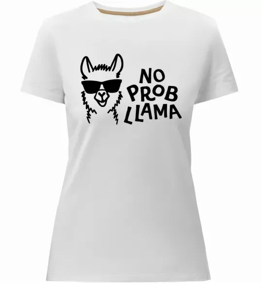 Жіноча преміум футболка No probllama Білий фото