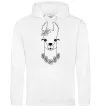 Мужская толстовка (худи) Лама дівчинка в квітах Белый фото