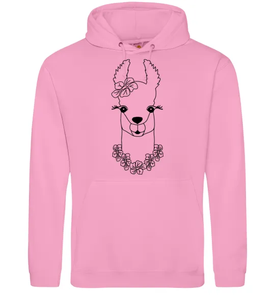 Женская толстовка (худи) Лама дівчинка в квітах Розовый фото