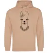 Женская толстовка (худи) Лама дівчинка в квітах Песочный фото