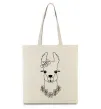 Еко-сумка Лама дівчинка в квітах Бежевий Еко-сумка Лама дівчинка в квітах Бежевий фото