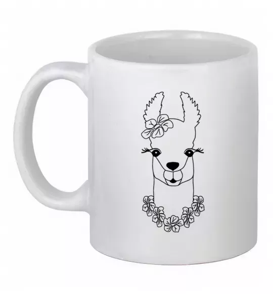 Чашка керамическая Лама дівчинка в квітах Белый фото